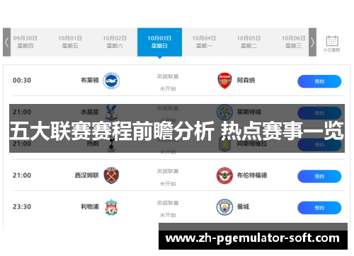 五大联赛赛程前瞻分析 热点赛事一览 五大联赛赛程前瞻分析 热点赛事一览